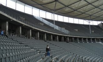 На стадионе в Берлине.
