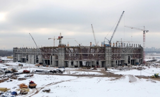 На строительстве стадиона «Спартак». Ноябрь 2012 года.
