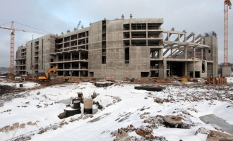 На строительстве стадиона «Спартак». Ноябрь 2012 года.