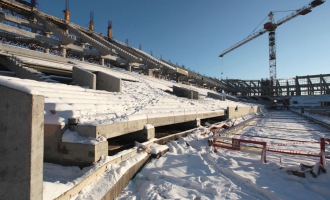 На строительстве стадиона «Спартак». Декабрь 2012 года.