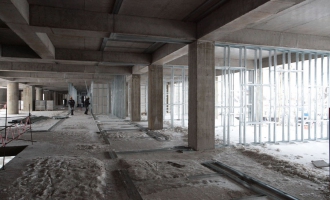 На строительстве стадиона «Спартак». Январь 2013 года.