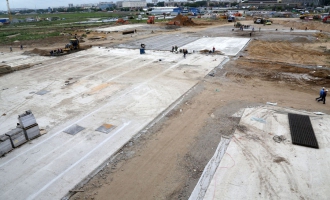 На строительстве стадиона «Открытие Арена». Июль 2013 года.