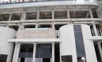 На строительстве стадиона «Открытие Арена». Декабрь 2013 г.
