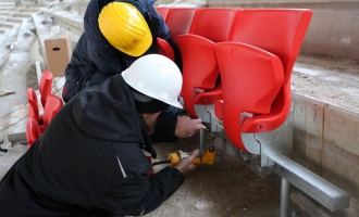 На строительстве стадиона «Открытие Арена». Февраль 2014 г.