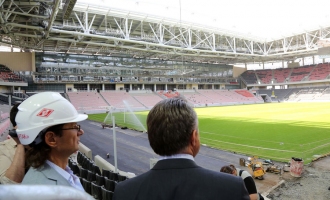 На строительстве стадиона «Открытие Арена». Июнь 2014 г.